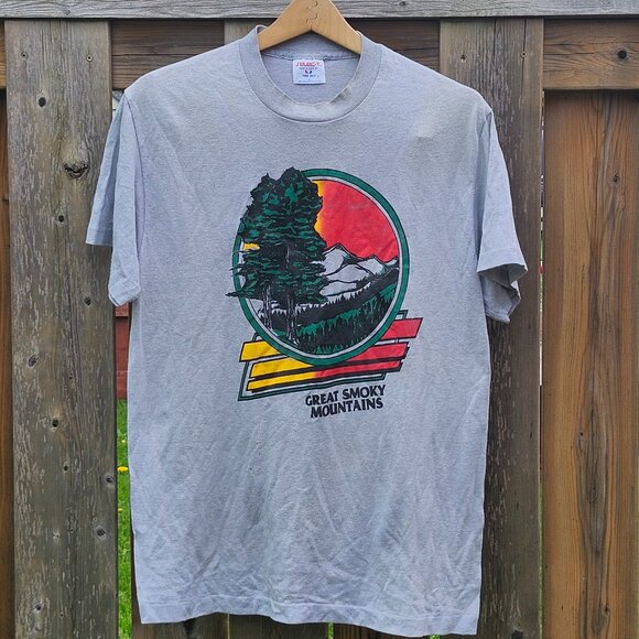 VINTAGE GREAT SMOKY MOUNTAINS T-SHIRT Men's Large National Parks Appalachians - Picture 2 of 5